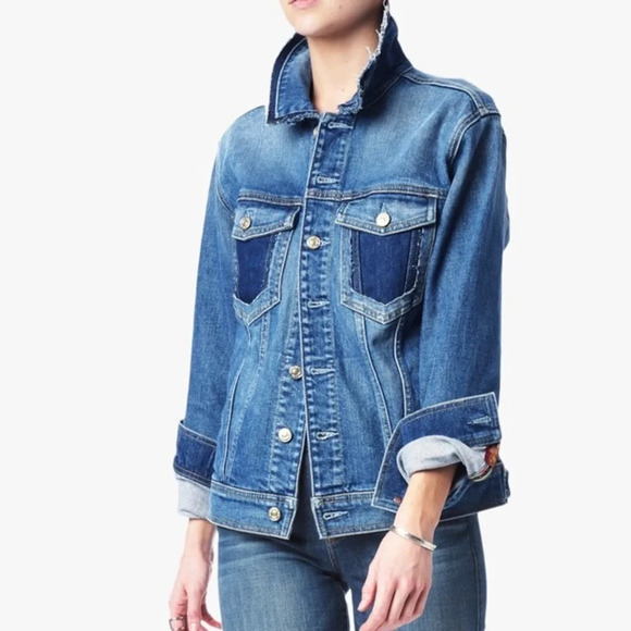 7 For All Mankind Jackets & Blazers - 7 For All Mankind Raw Edge Collar Denim Jacket NWT